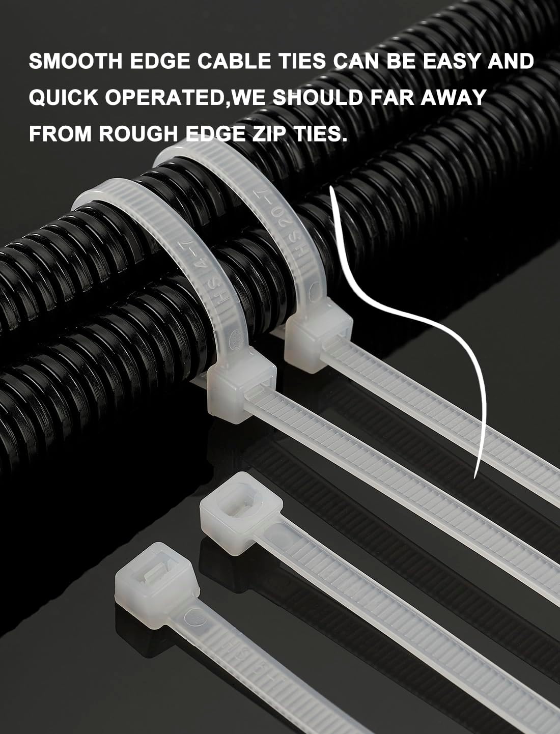 HS White Nylon Cable Ties 12 Inch Zip Ties (1000 Pack) 50 LBS Heavy Duty Clear Zip Ties 12in Plastic Ties Straps for Electrical,Christmas,Weding Fastening
