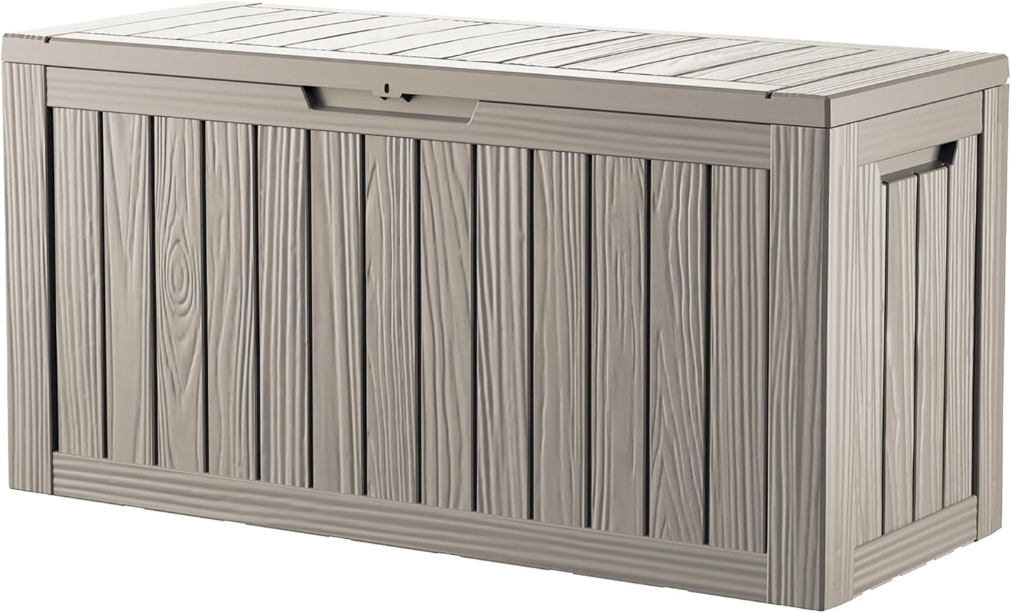 80 Gallon Deck Box, Resin Outdoor Indoor Waterproof Storage Box, Lockable Storage Box With Handle for Patio Furniture - Garden Tools - Swimming Pool Tools UV-Resistant, Brown