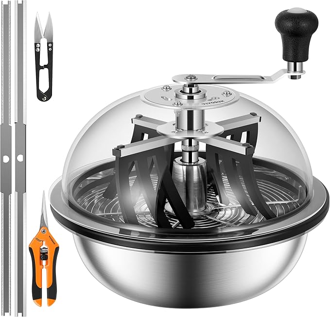 VIVOSUN 13 inch Bud Leaf Bowl Trimmer- Clear Visibility Dome, Sharp Stainless Steel Blades for Spin Cut & Solid Metal Gear Box, Hand Pruner Included (Upgraded Version)