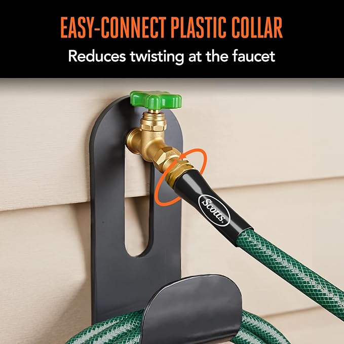 Scotts 50 ft. Garden Hose – 5/8 in. Diameter, 4-Ply Construction, 300 PSI, High-Pressure, Easy-to-Coil Water Hose with Crush-Resistant Couplings, Easy to Connect for Lawn and Garden Use