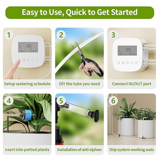 Automatic Drip Irrigation System with Timer, for 20 Potted Plants, Indoor Outdoor Watering Kit for Garden, Raised Beds & Greenhouse/Works with Alexa