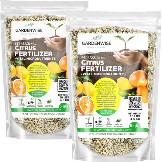 Professional Citrus Fertilizer + Vital Micronutrients; Perfect Balanced NPK for All Citrus; for Indoor and Outdoor Plants; Orange, Lime, Avocado and Lemon Tree Fertilizer (10 QUARTS)