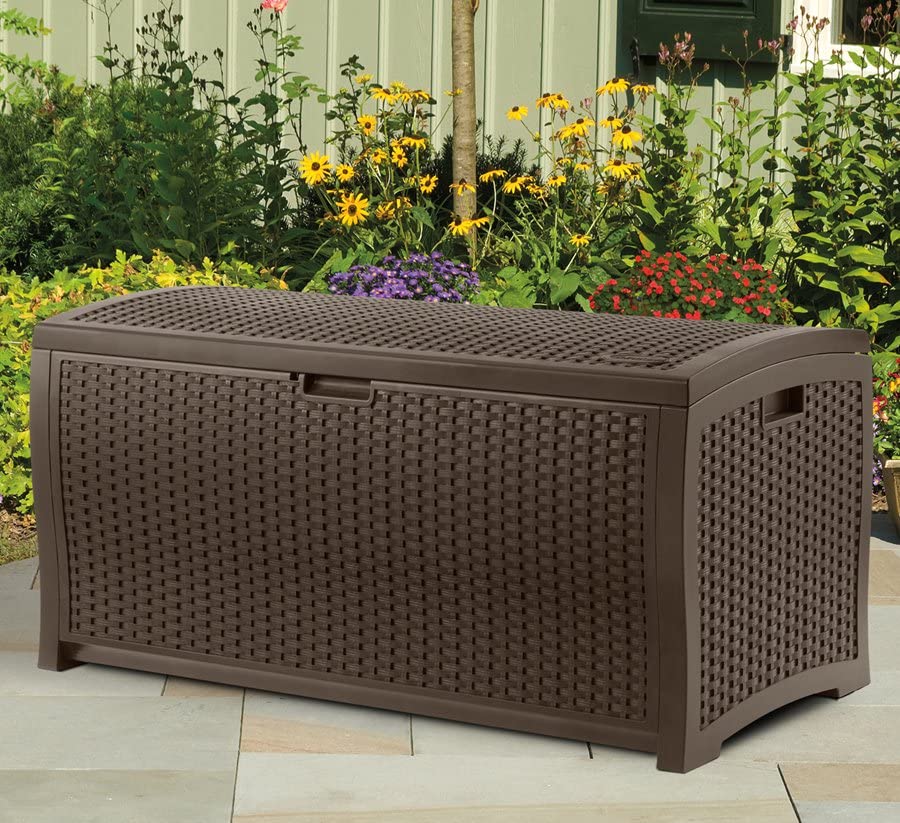 73 Gallon Waterproof Resin Wicker Outdoor Patio Storage Deck Box (Deck Box (3 Pack))