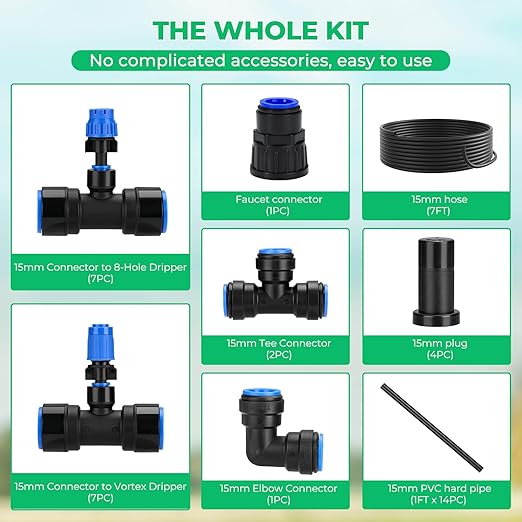 HIRALIY Raised Bed Drip Irrigation Kit Medium, DIY Garden Grid Watering System, Garden Irrigation System, for Flower Bed up to 3 x 8FT