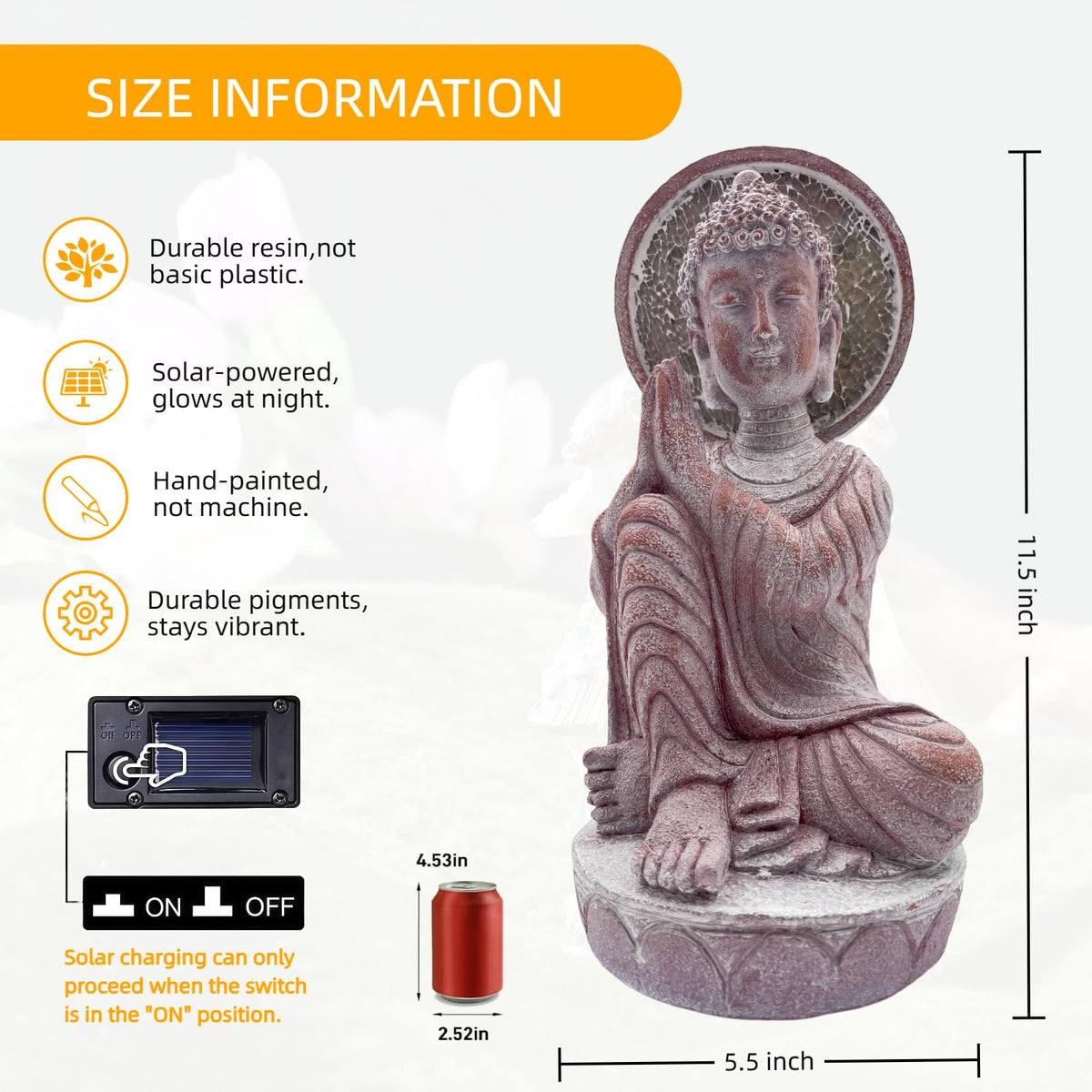 11.5in buddha statue outdoor (Rustic Sandstone)