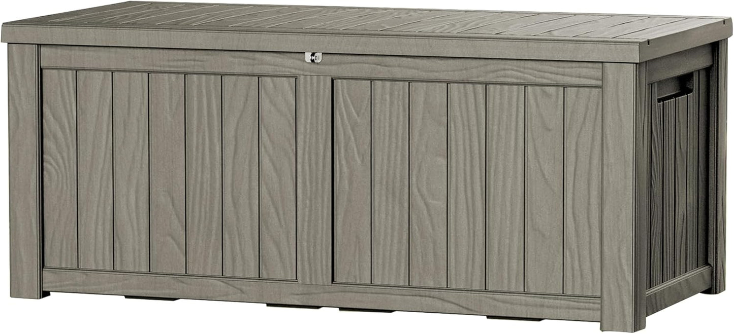 120 Gallon Double-Wall Resin Deck Box - Lockable Waterproof Outdoor Storage Box, 1000lbs Capacity & Doubles as Seating for Patio Furniture - Garden Tools, Pool Accessories (Brown)