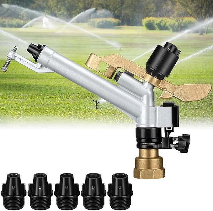 1.5" Agricultural Irrigation Spray Gun, Long Range Water Irrigation Spray Tool Kit with Replacement Nozzle, 360 Degree Adjustable, for Garden Farm Lawn Orchards, Tea Gardens
