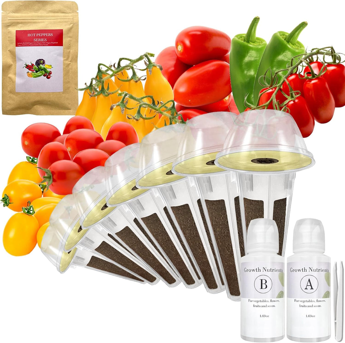 Heirloom Tomato Seed Pod Kit for AeroGarden, idoo, Ahopegarden, MUFGA with Red Heirloom/Golden Harvest Cherry Tomato, Roma/San Marzano/Yellow Pear Tomato - Compatible with All Hydroponics (7-Pod)