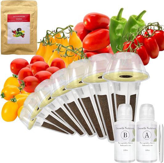 Heirloom Tomato Seed Pod Kit for AeroGarden, idoo, Ahopegarden, MUFGA with Red Heirloom/Golden Harvest Cherry Tomato, Roma/San Marzano/Yellow Pear Tomato - Compatible with All Hydroponics (7-Pod)