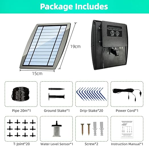 Solar Drip Irrigation System - Supports 20-30 Pots, 12 Timing Modes - Drip Irrigation Kit,Automatic Plant Garden Watering System for Outdoor Plants,Garden, and Potted Plants