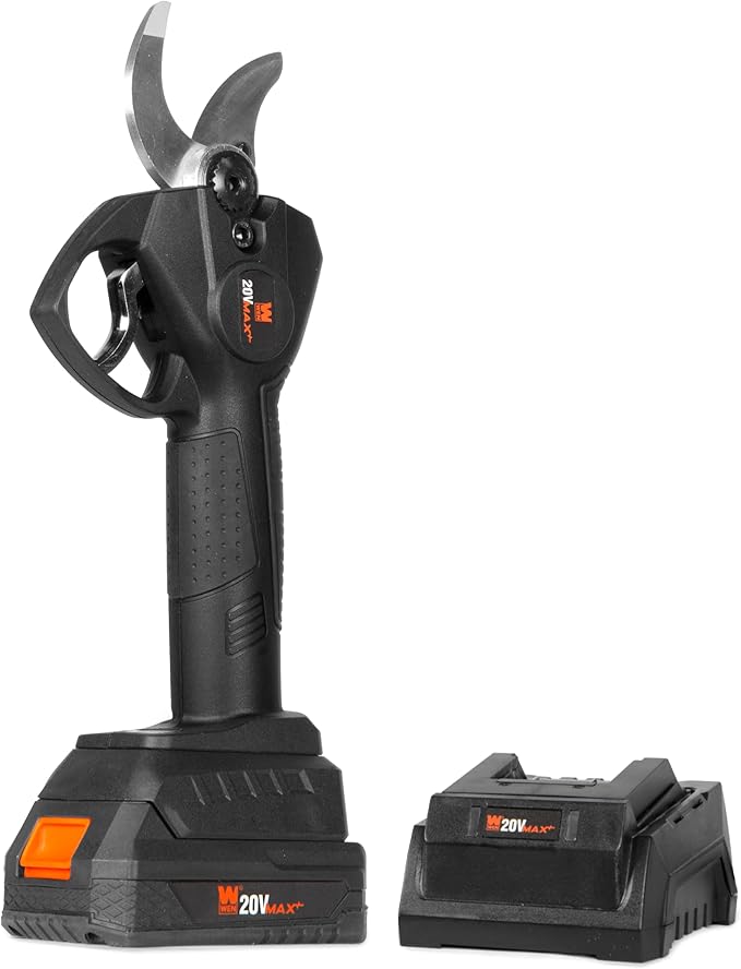 WEN 20V Max Brushless Cordless 1-3/16-Inch Pruning Shears with 2.0Ah Battery and Charger (20731)