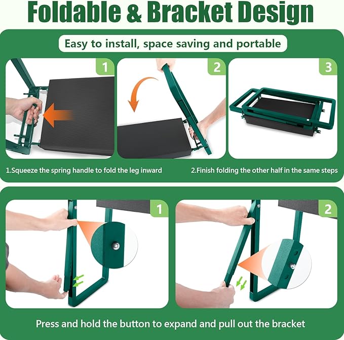 seasky Foldable Garden Kneeler and Seat, Anti-Tipping Gardening Bench Widened Thick Soft Kneeling Pad，Heavy Duty Gardening Stool with Garden Tool Bag, Gardening Gift for Women(Without Gloves)