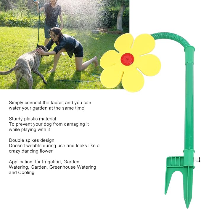 Crazy Daisy Sprinkler, Crazy Dancing Flower Water Sprinkler, Funny Sun Flower Dancing Daisy Lawn Sprinkler, for Yard Watering Dogs Kids Playing, Garden Sprinklers