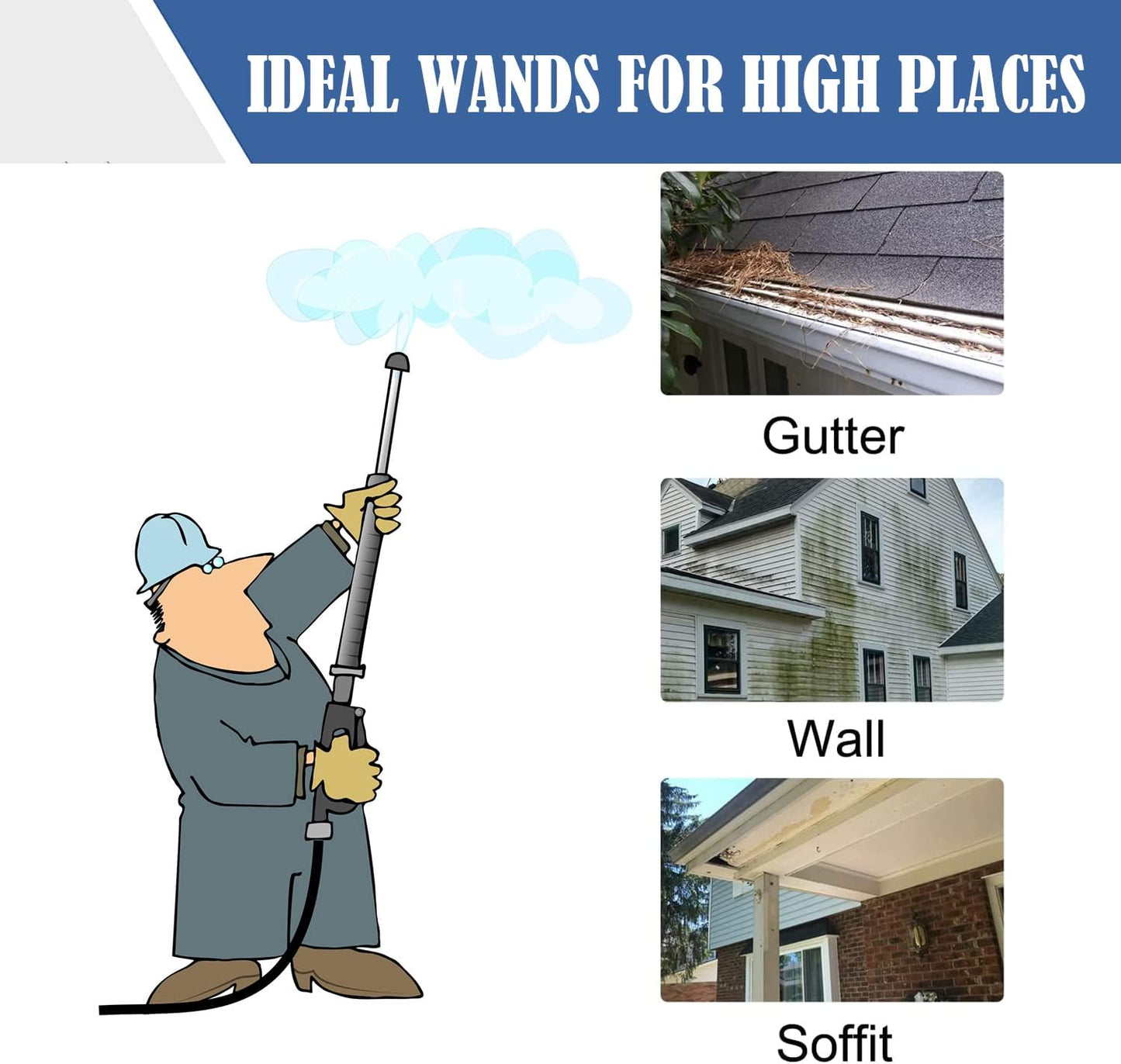 Selkie Pressure Washer Extension Wand, 60" Power Washer Extension Wand with 3pcs Curved Rod Lance& 7 Spray Nozzle Tips,Gutter Cleaner Attachment, 1/4” Quick Connect Fitting, 4000 PSI