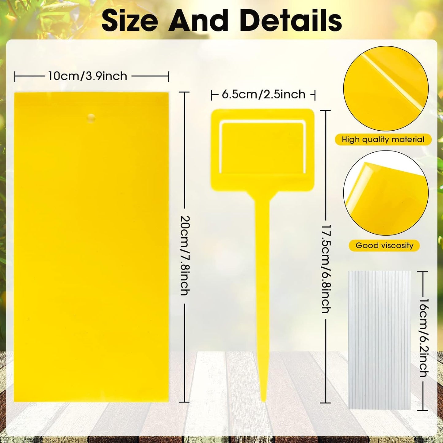 550 Pcs 7.9 x 4 Inch Sticky Traps for Plant Gnats Double Sided Sticky Traps with Twist Ties for Flying Killer Insect Indoor Outdoor Fungus Gnats, Whiteflies, Aphids (Yellow)