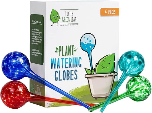 Automatic Plant Watering Globes Self Watering Planter Inserts (Set of 4) | Hands Free Multicolor Glass Bulbs | Planter Spikes to Support Indoor & Outdoor Plant Health (350ml)