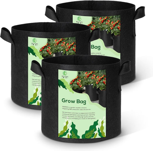 3-Pack 20 Gallon Grow Bags Thickened Large Flower Pots Outdoor Fabric Pot with Handles