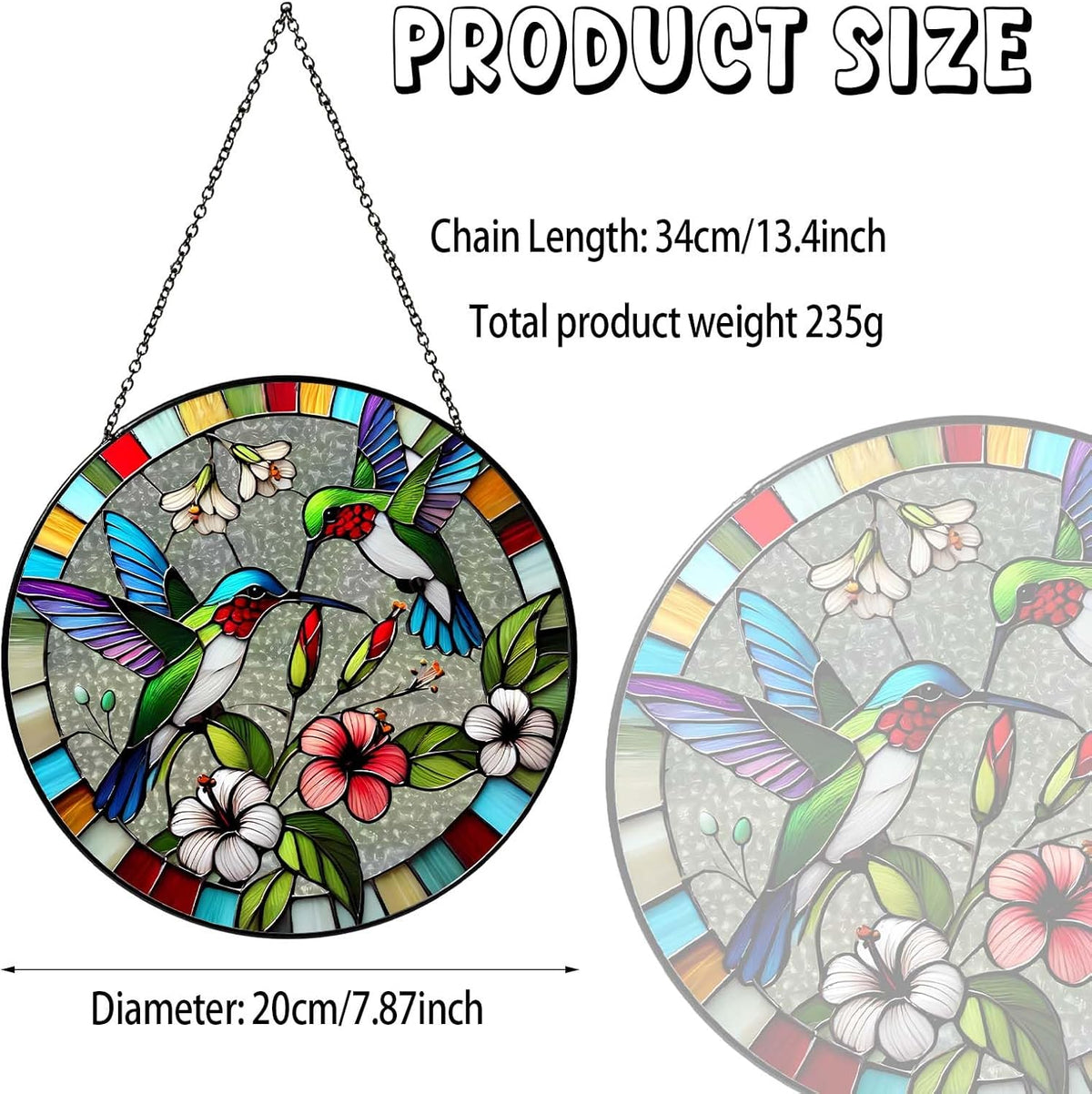 Hummingbird Sun Catcher Stained Glass Window Hanging Hummingbird Decor Gifts Bird Suncatcher for Window Decor Handmade Sun Catcher Decoration for Garden Home Housewarming Gifts