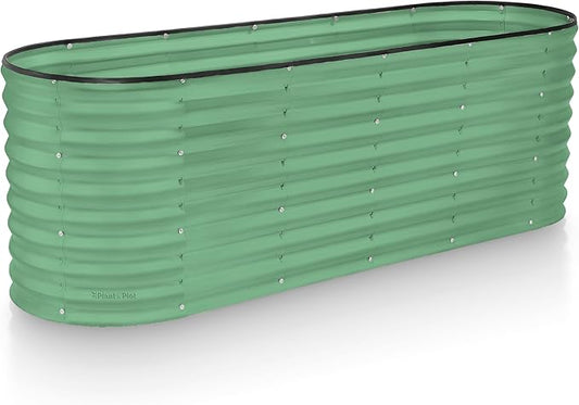 Plant & Plot Galvanized Raised Garden Beds Outdoor // 6×2×2 ft Planter Raised Beds for Gardening, Vegetables, Flowers // Large Metal Garden Box (Light Green) // Patented Tool-Free Design