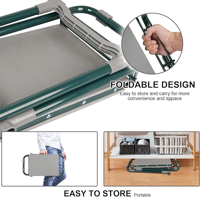 Garden Kneeler Seat Foldable Garden Stools Heavy Duty Gardening Bench for Kneeling and Sitting with Tool Pouch, Storage Bag and 3 Tools, Perfect Gardening Gifts for Parent Gardener