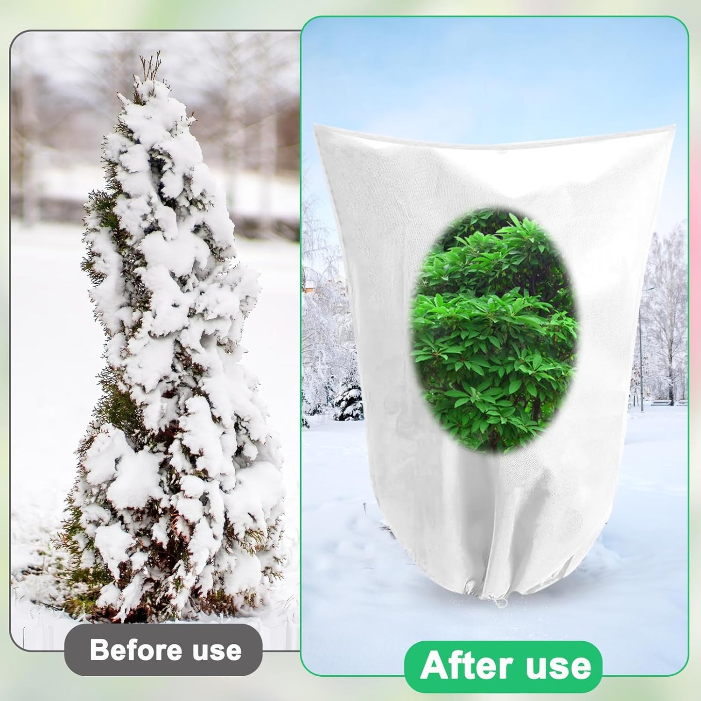 DQS 2 Pack Plant Covers Freeze Protection, 39.3" x39.3" Winter Frost Protection Blankets Frost Cloth,Suitable for Outdoor Winter Frost, Cold Weather, shrubs, Trees, Jackets, and coverings