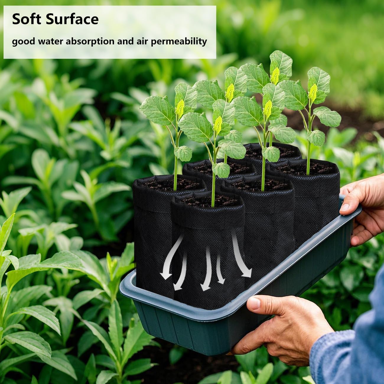 Belit 50 Pcs 13.5" H Deep Nursery Grow Bags, Non-Woven Plants Pots Container for Starting Deep Rooted Plants Vegetable, Flower, Seedling Tree, Black