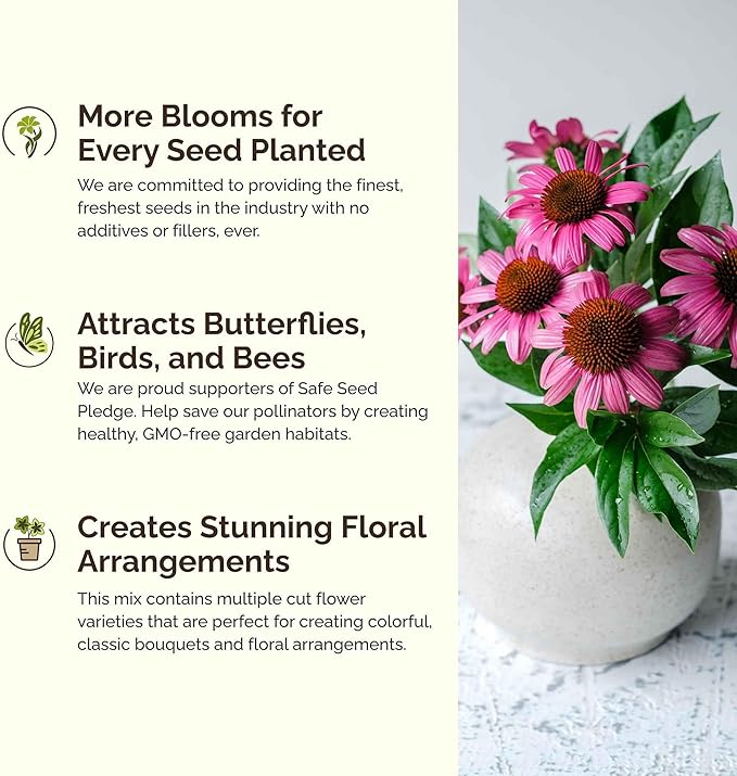 Eden Brothers Wisconsin Wildflower Mixed Seeds for Planting, 1 oz, 30,000+ Seeds with Sunflower, Aster | Attracts Pollinators, Plant in Spring or Fall, Zones