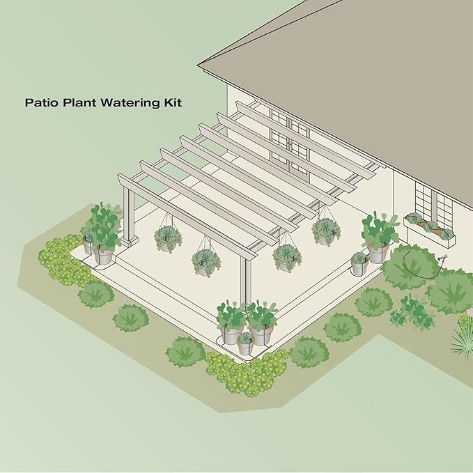 Rain Bird PATIOKIT Drip Irrigation Patio Watering Kit, Connects to Faucet, 1/4" Drip Tubing