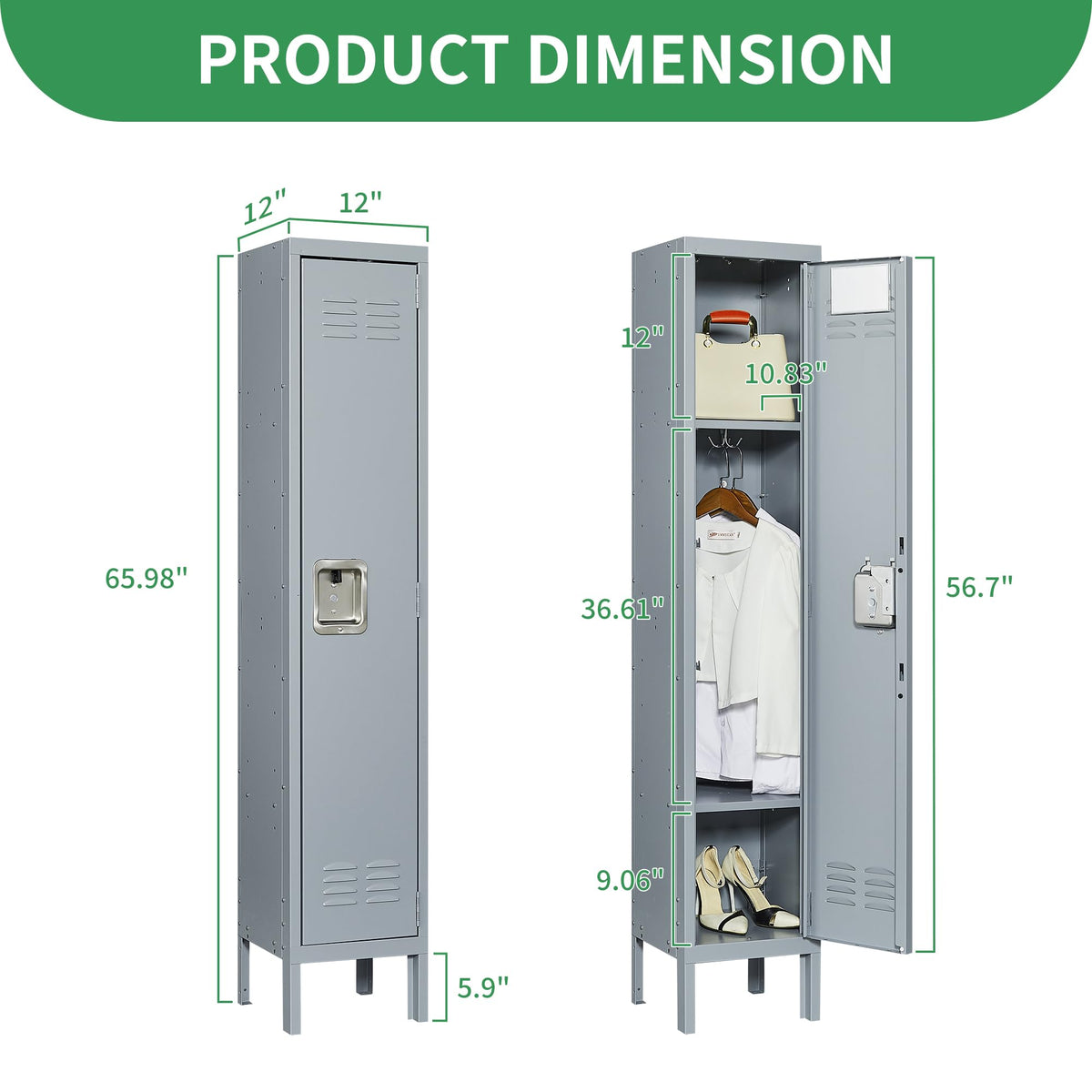 Metal Lockers for Employees (Black / 1 door)