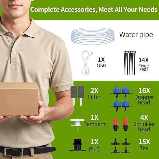 Automatic Drip Irrigation System with Timer, for 20 Potted Plants, Indoor Outdoor Watering Kit for Garden, Raised Beds & Greenhouse/Works with Alexa