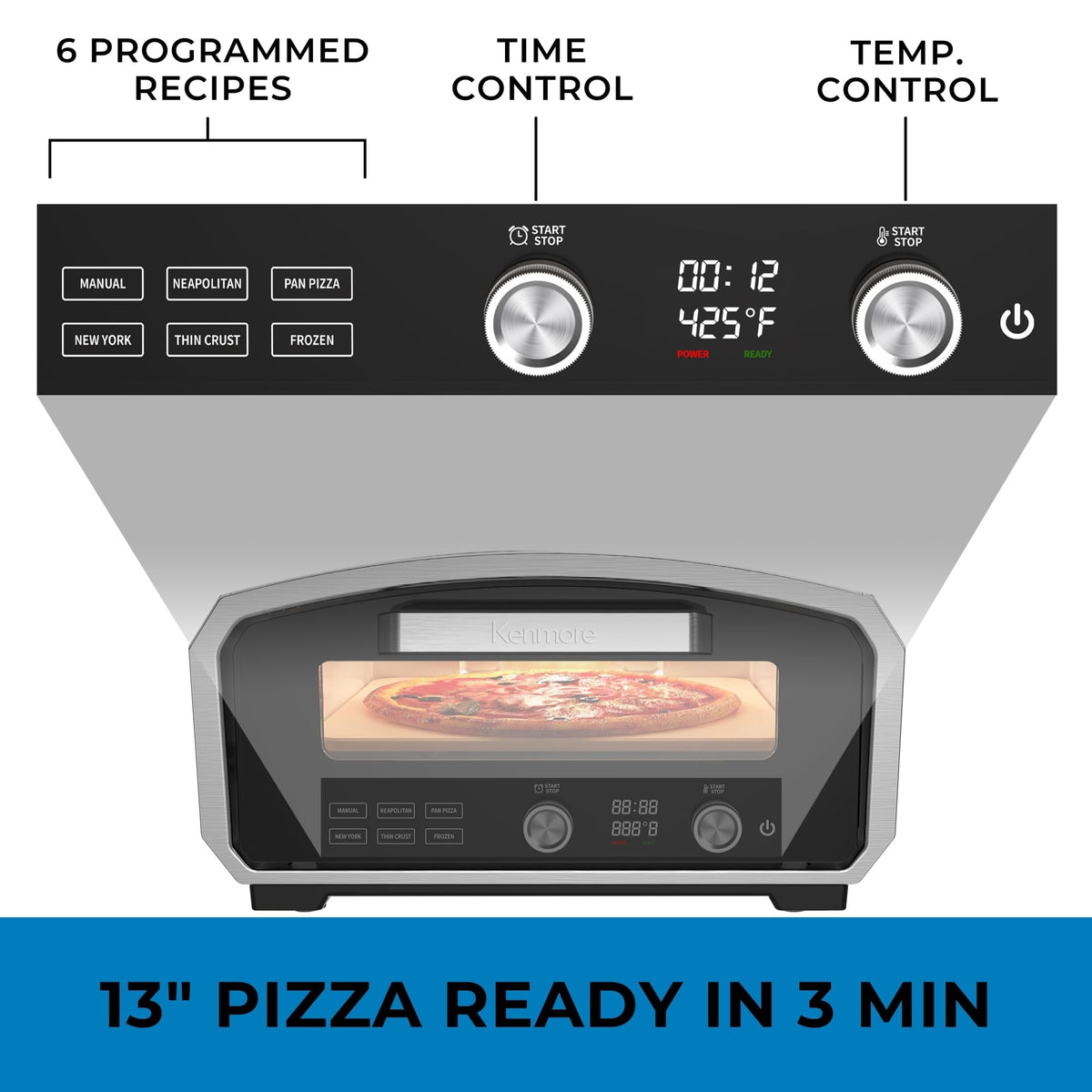Kenmore Outdoor Indoor Electric Pizza Oven (Black & Silver)