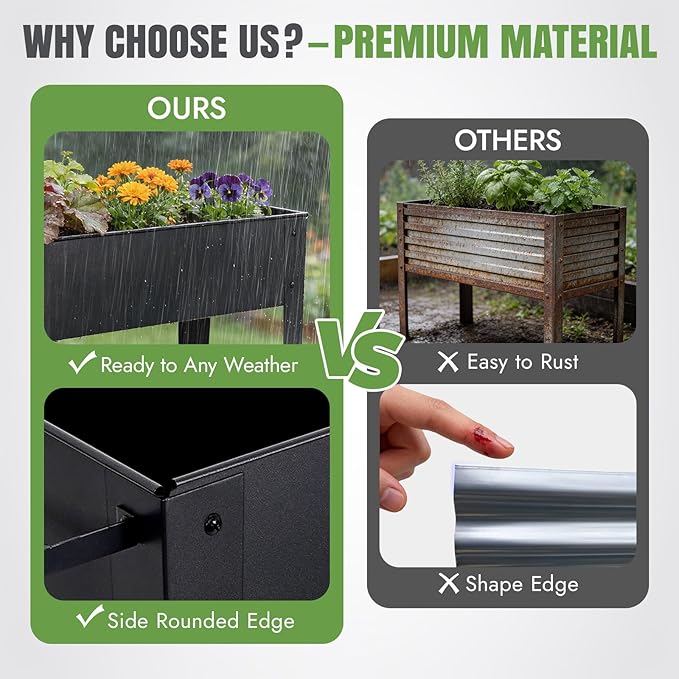 INNO STAGE 31.5" Tall Raised Garden Bed with Legs & Wheels- Elevated Planter Box with Shelf, Anti-Rust Metal Galvanized Steel Garden Bed for Herb, Vegetable, Gradening, Patio, Balcony, Backyard