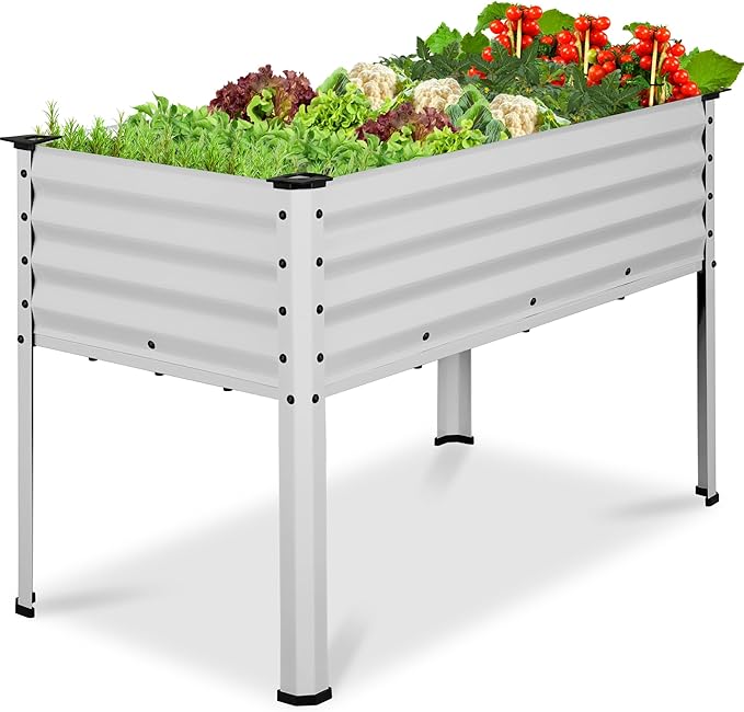 Best Choice Products 48x24x30in Galvanized Raised Garden Bed, Metal Elevated Planter Box, Vegetable Garden for Backyard, Patio, Balcony - Silver