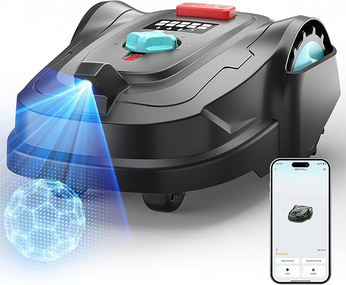 2026 M800Plus GPS+3D Vision Cordless Robot Lawn Mower with Bow-Shaped Path Mowing, APP Control, Robotic Lawnmower with Obstacle Avoidance, Auto-Charging for Lawns up to 8611 sq.ft