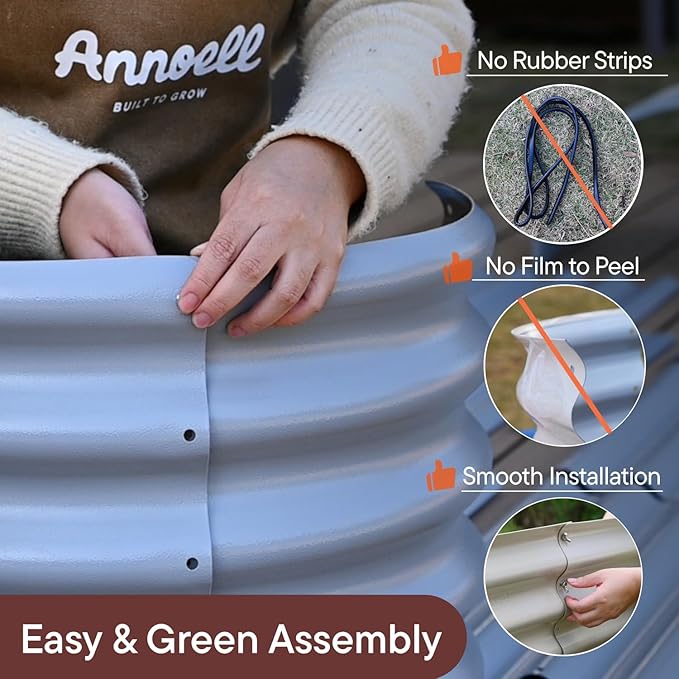 10-Pack 18” Tall Galvanized Raised Garden Beds – Compact Backyard Garden Layout, Fits 440 Sq Ft Backyard, 8x2 ft & 10x2 ft Metal Raised Flower Bed Kits for Outdoor Gardening-Brooklyn Grey
