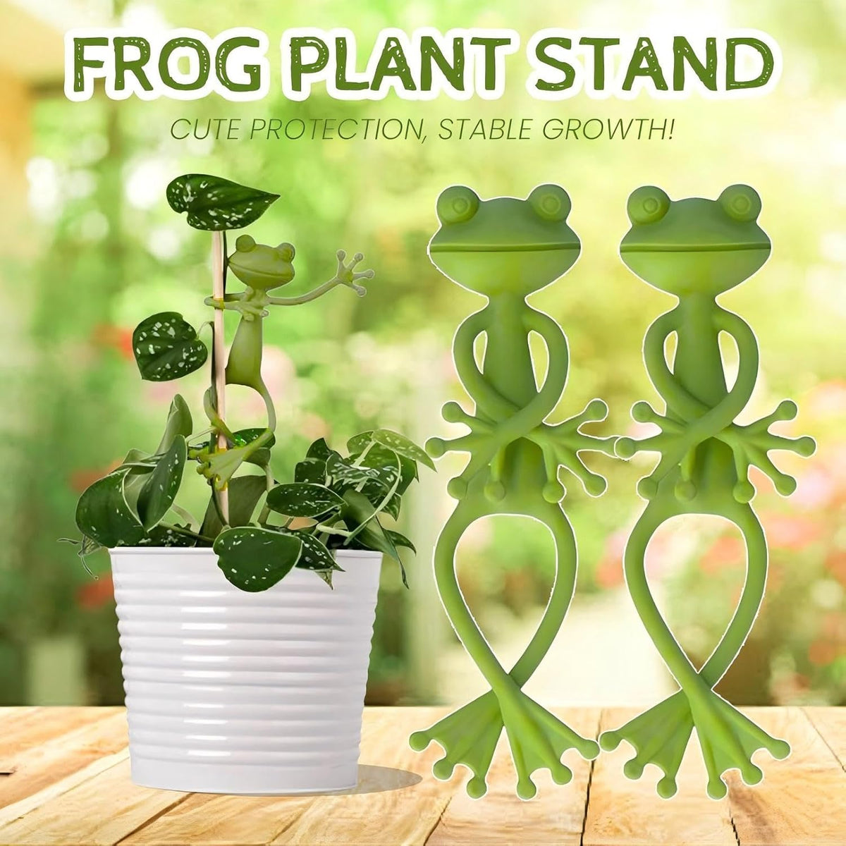 Frog Plant Stand for Potted Plants & Vines - Sturdy Gardening Clips with Cute Frog Design, Indoor/Outdoor Plant Stand Accessories - Multipurpose Garden Decor Clips for Flower Pots (2pc)
