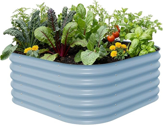 Vego garden Raised Garden Bed Kit, 17" Tall 4 in 1 Modular Metal Raised Garden Beds Kit, Metal Planter Box for Vegetables, Flowers, Herbs, Sky Blue