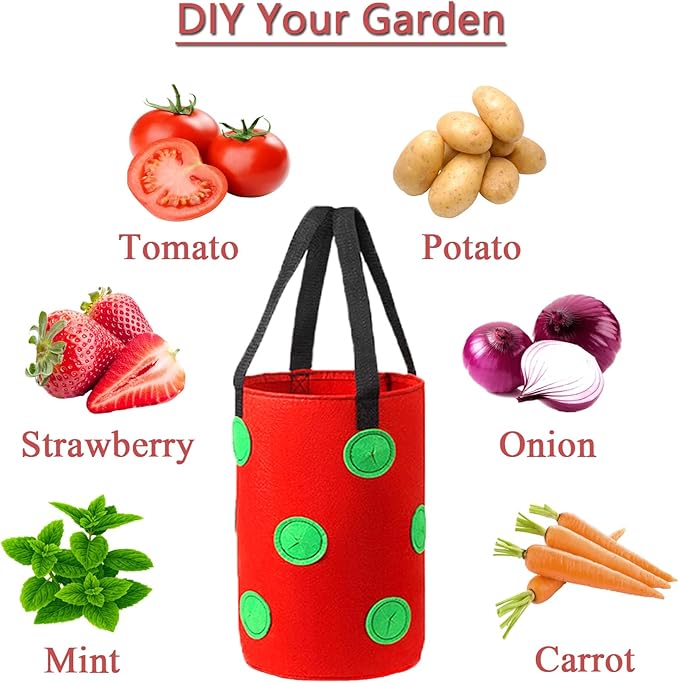 Miewslan 5 Gallons Hanging Planting Grow Bags, Garden Upside Down Planter Strawberry Tomato Potato Grow Bag Vegetable Planting Bag with Holes