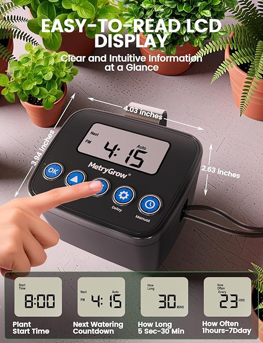Automatic Watering System for Potted Plants, Drip Irrigation Kit System, Plant Self Watering Devices for Office Patio Greenhouse GrowTent, with Programmable Water Timer