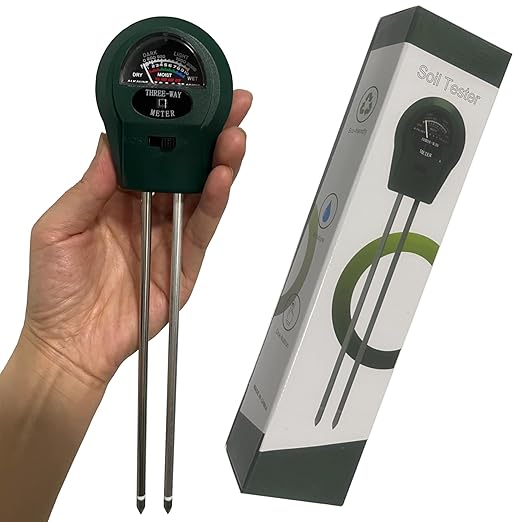 Soil Probe All-in-One pH/Moisture/Light Dual Probe Soil Tester Plant Care Soil Meter for Garden, Lawn, Farm, Promotes Healthy Plant Growth(Green)