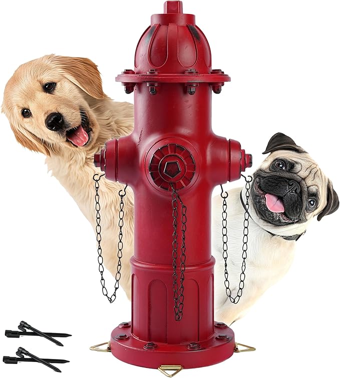 Garden Fire Hydrant Outdoor Statue, Puppy Pee Post Training Tool Resin Ornaments for Dog to Peed on, 14.6" Fire Hydrant Replica, Yard Lawn Backyard Sculpture Decor Firefighter Gifts for Men