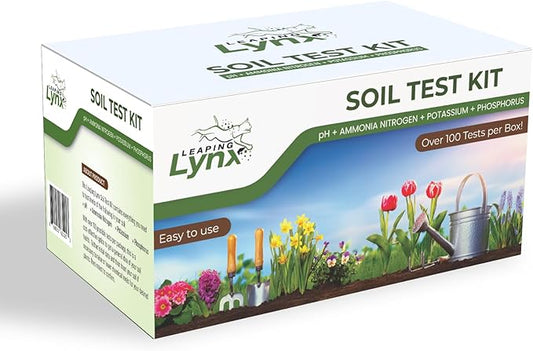 Complete Soil Test Kit – Measures pH, Nitrogen, Phosphorus & Potassium | 100+ Tests for Garden, Lawn & Flower Beds | Easy at-Home Soil Analysis Kit | Leaping Lynx