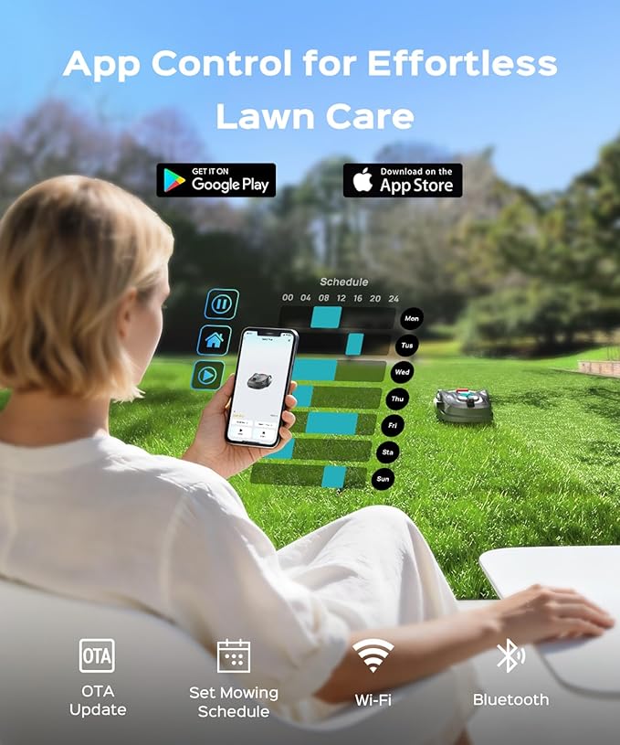 New M800Plus Robot Lawn Mower, GPS & 3D Vision, APP Control, Obstacle Avoidance, Auto-Charging, Bow-Shaped Mowing for Lawns up to 8611 sq.ft (1/5 Acre), with 32.8 ft Magnetic Stripe