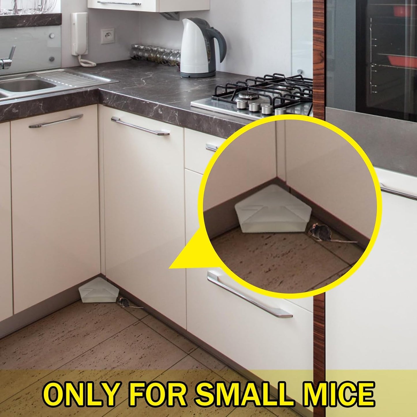 Qualirey 4 Pcs Mice Station with Key Triangle Bait Station Reusable Rodent Trap Bait Box, Keeps Children and Pets Safe Indoor & Outdoor, Bait Not Included, Suitable for Small Mice (Translucent)