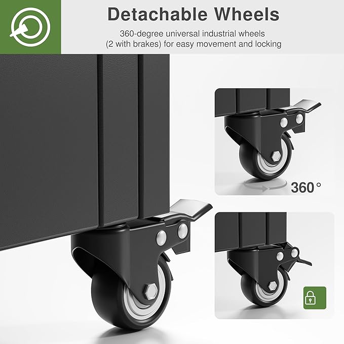 Casaphoria Metal Raised Garden Bed with Trellis and Wheels, 72"x35"x16" Planter Box for Climbing Plants, Vegetables & Vines, Features Drainage Holes and Privacy Screen, Black-Parallel