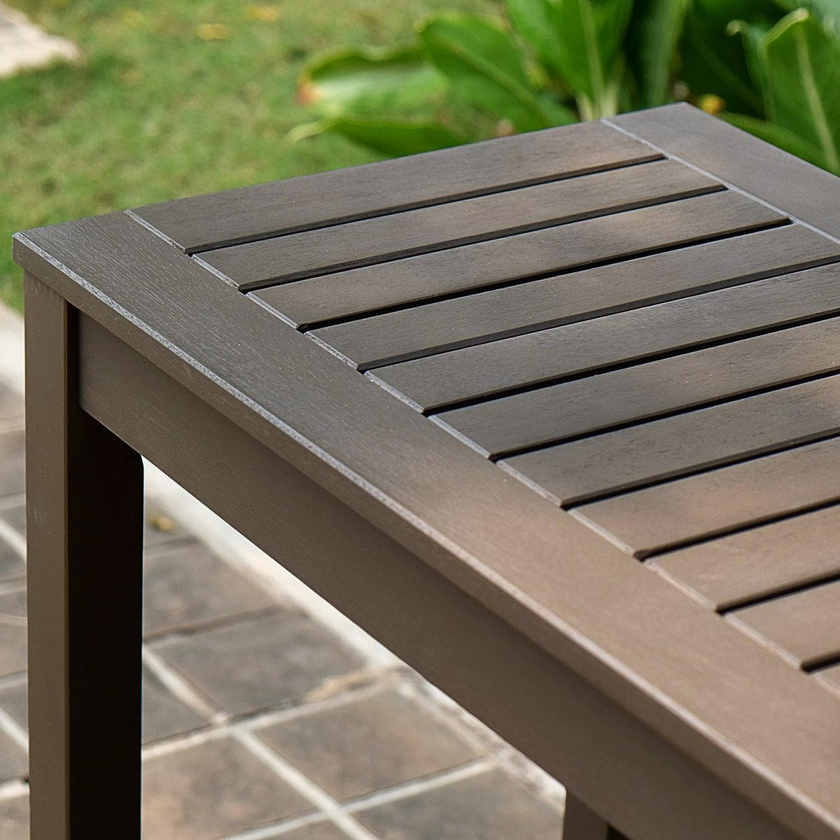 Solid Wood Outdoor Console Table (Dark Brown)