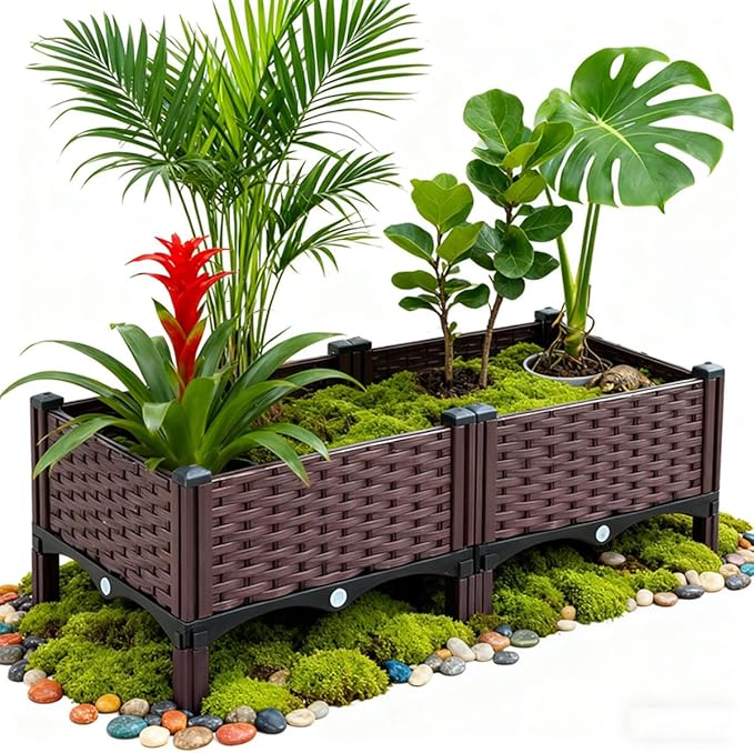 zeng Raised Garden Bed Planter, Elevated Planter Box, Vegetable Garden for Backyard, Patio, Balcony