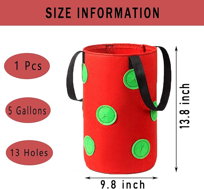 Miewslan 5 Gallons Hanging Planting Grow Bags, Garden Upside Down Planter Strawberry Tomato Potato Grow Bag Vegetable Planting Bag with Holes