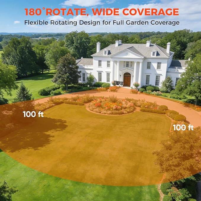 NEOTEC Retractable Garden Hose Reel 1/2 inch x 100ft, Heavy Duty Hose Reel 9-Pattern Nozzle, Auto Lock & Slow Return System, 180° Swivel Bracket