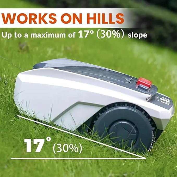 Robot Lawn Mower, Automatic Robot Mower, Self-Charging APP Connected Mowing Robot, Maximum 1500m Lawn Area